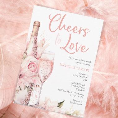 Elegant Cheers to Love Boho Blush Pink Summer Invitations