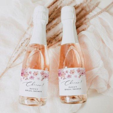 Elegant cherry blossom  sparkling wine label
