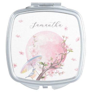 Elegant Cherry Blossom Wedding Bridal Shower Compact Mirror