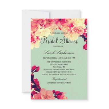Elegant Cherry Blossoms on Rustic Teal