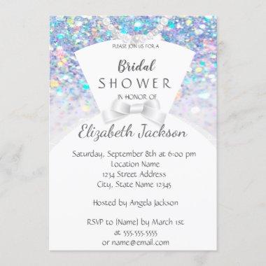Elegant Chic Bokeh,Bride Dress  Bridal Shower Invitations