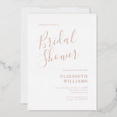 Elegant Chic Bridal Shower Rose Gold Foil Invitations