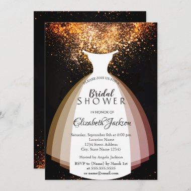 Elegant Chic Confetti, Dress, Bridal Shower Invitations