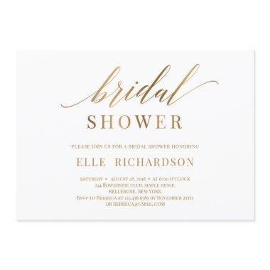 Elegant chic faux gold callygraphy bridal shower Invitations