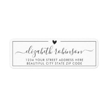 Elegant Chic Girly Script Heart Address Label