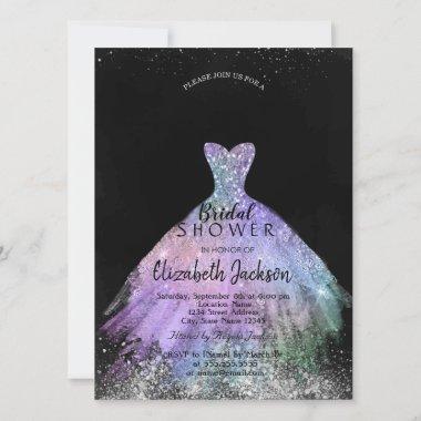 Elegant Chic Glitter Dress, Bridal Shower  Invitations