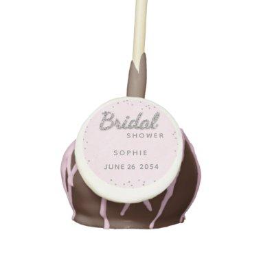 Elegant Chic Glitter Rhinestone Pink Bridal Shower Cake Pops