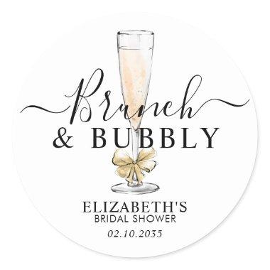 Elegant Chic Gold Brunch and Bubbly  Classic Round Sticker