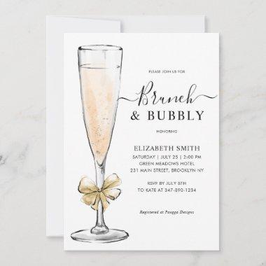 Elegant Chic Gold Brunch and Bubbly Bridal Shower Invitations