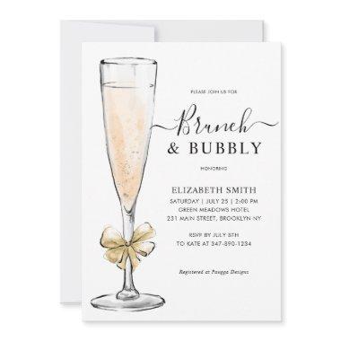 Elegant Chic Gold Brunch and Bubbly Bridal Shower Invitations