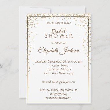 Elegant Chic Gold Diamonds, Frame Bridal Shower Invitations
