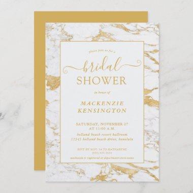 Elegant Chic Gold Foil Marble Bridal Shower Invita Invitations
