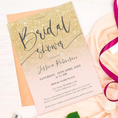Elegant chic gold glitter script bridal shower Invitations