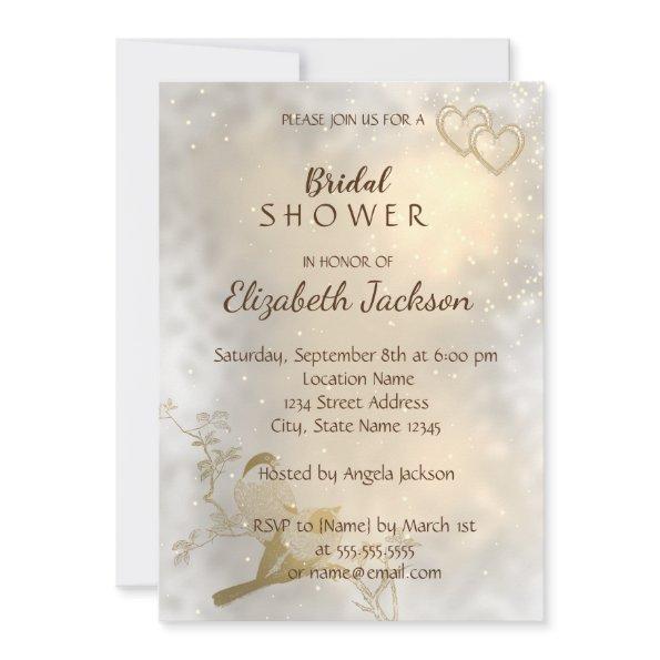 Elegant Chic Gold Hearts, Birds