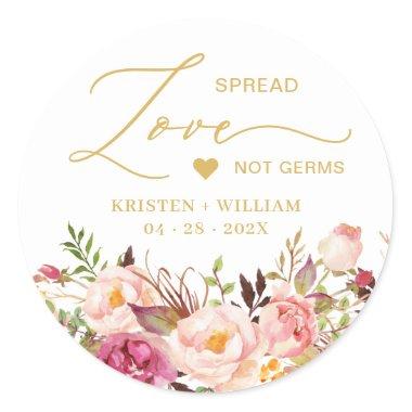 Elegant Chic Pink Floral Sanitizer Wedding Favor Classic Round Sticker