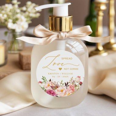 Elegant Chic Pink Floral Sanitizer Wedding Favor Classic Round Sticker