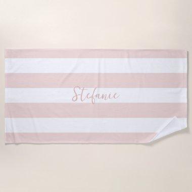 Elegant chic Pink stripe bridal shower gifts Beach Towel