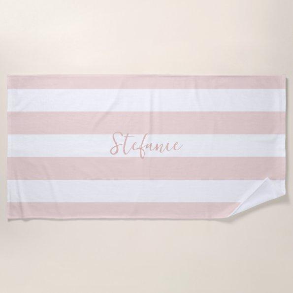 Elegant chic Pink stripe  gifts Beach Towel