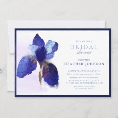 Elegant chic Purple Iris Floral Bridal Shower Invitations