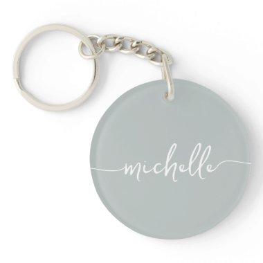 Elegant Chic Sage Green Monogram Script Keychain