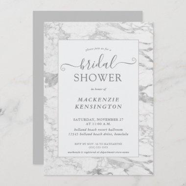 Elegant Chic Silver Foil Marble Bridal Shower Invi Invitations