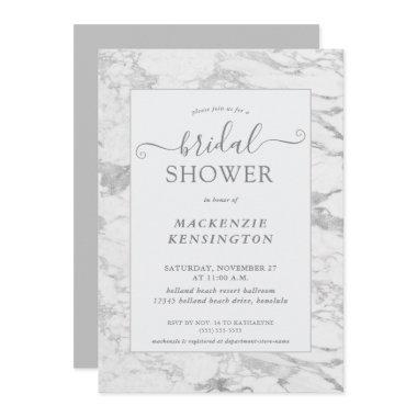 Elegant Chic Silver Foil Marble Bridal Shower Invi Invitations