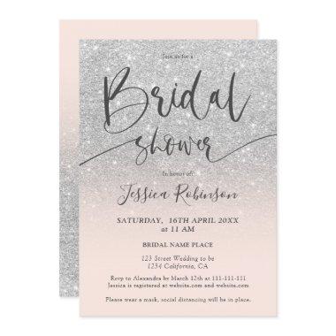 Elegant chic silver glitter script