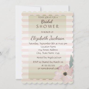 Elegant Chic Striped Floral Bridal Shower Invitations