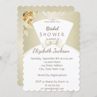 Elegant Chic Stylish , Bride Dress  Bridal Shower Invitations
