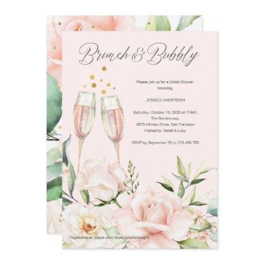 Elegant chic watercolor floral champagne bridal Invitations