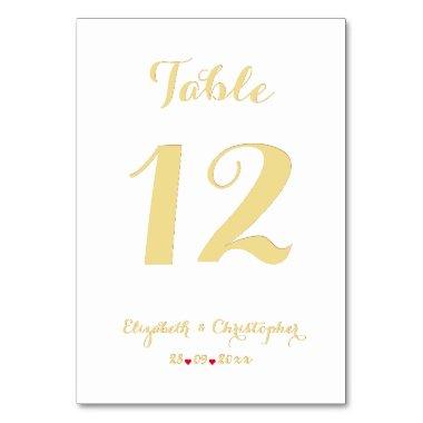 Elegant Chic White Faux Gold Wedding  Table Number