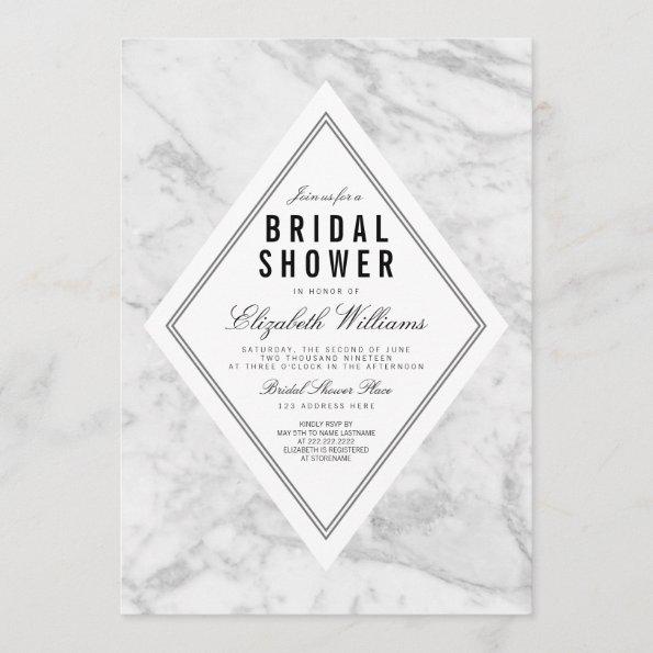 Elegant Chic White Marble Bridal Shower Invite