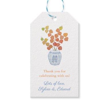 Elegant Chinese Lantern Ginger Jar Wedding Shower Gift Tags