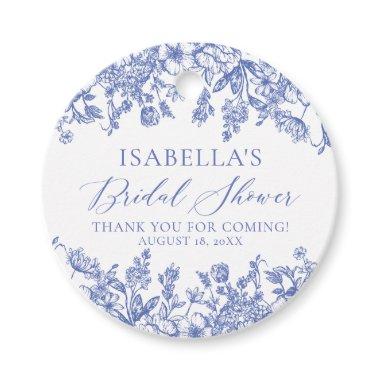 Elegant Chinoise Dusty Blue Floral Bridal Shower Favor Tags