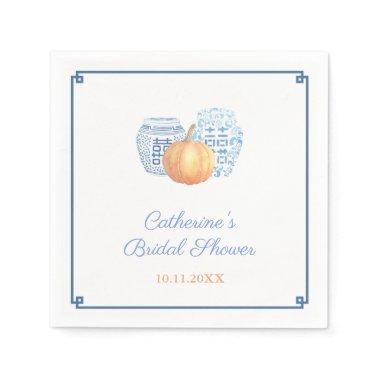 Elegant Chinoiserie Pumpkin Bridal Shower Party Napkins