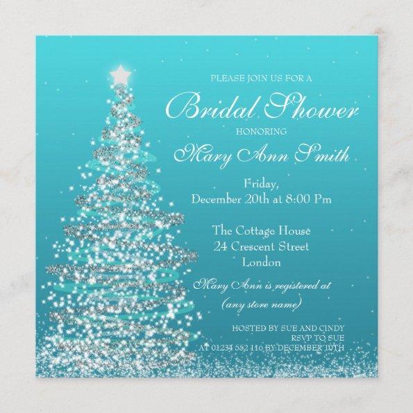 Elegant Christmas Bridal Shower Turquoise Invitations