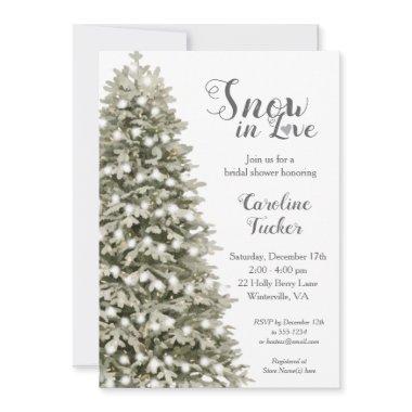 Elegant Christmas Tree Snow in Love Bridal Shower Invitations