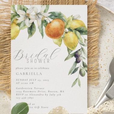 Elegant Citrus Lemon Orange Bridal Shower Invitations