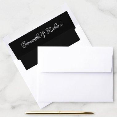 Elegant Classic Black and White Wedding Couple Envelope Liner