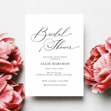 Elegant Classic Calligraphy Bridal Shower Invitations