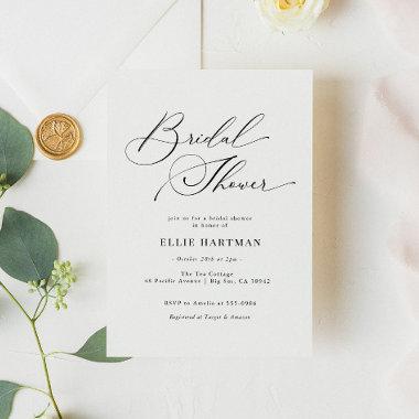 Elegant Classic Calligraphy Bridal Shower Invitations