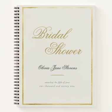 Elegant Classic Gold Frame Bridal Shower Gift List Notebook