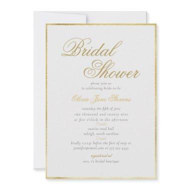 Elegant Classic Gold Frame Ivory Bridal Shower Invitations