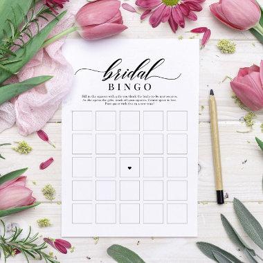 Elegant Classic Script Bridal Shower Bingo Game Invitations