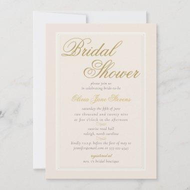 Elegant Classic Triple Frame Cream Bridal Shower Invitations