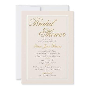 Elegant Classic Triple Frame Cream Bridal Shower Invitations