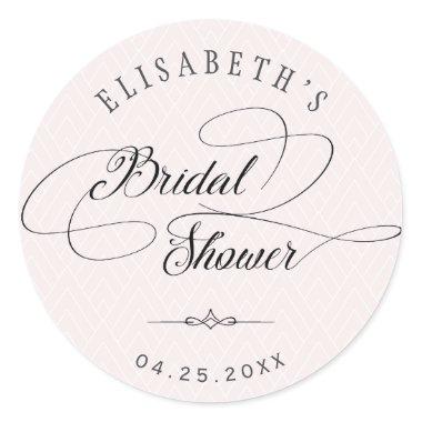 Elegant classy calligraphy bridal shower blush classic round sticker