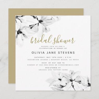 Elegant Classy Chic Floral Magnolias Bridal Shower Invitations
