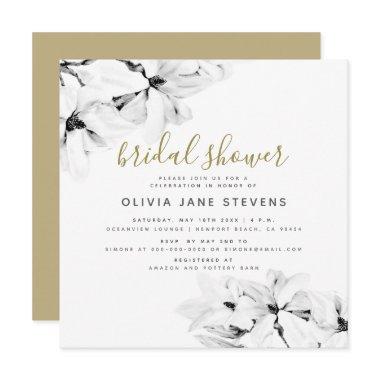 Elegant Classy Chic Floral Magnolias Bridal Shower Invitations