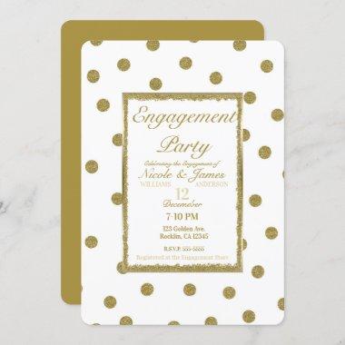 Elegant Classy & Chic White Gold Engagement Party Invitations